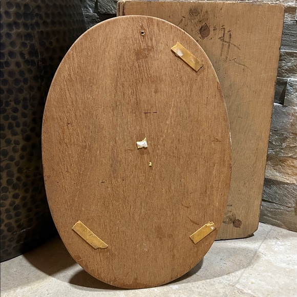 vintage 1970s hand-carved coconut shell floral wall art plaque - Picture 7 of 8